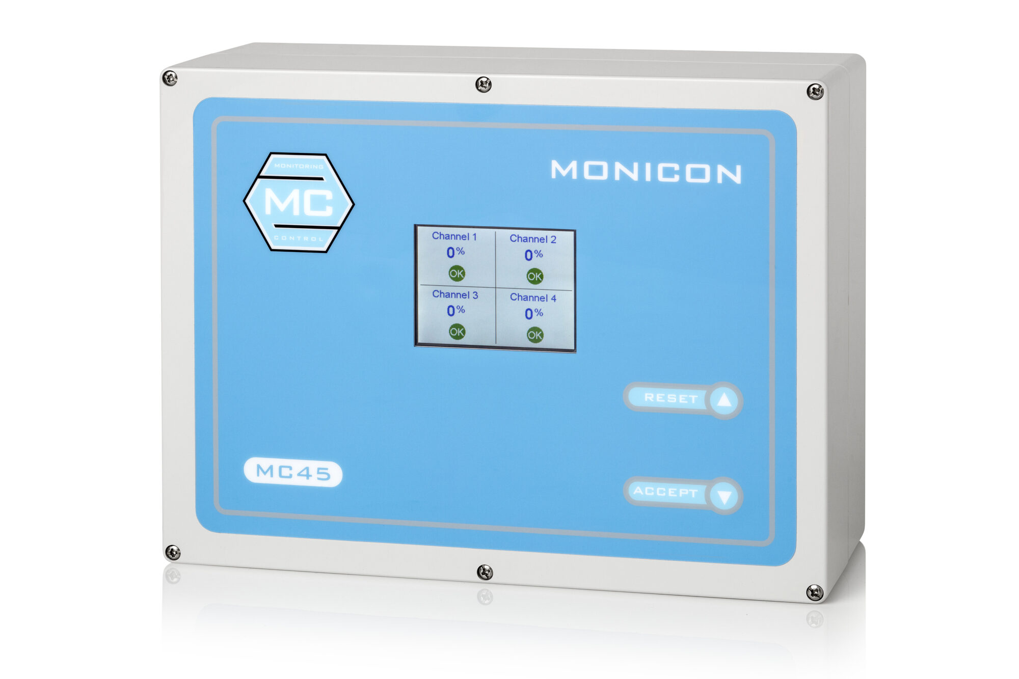 4-kanal-Gasmonitor auf weißem hintergrund